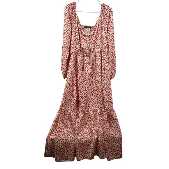 Floral Maxi Boho-Inspired Dress W/Long Sleeves & Button Front By Gaovot - LARGE - Picture 5 of 9